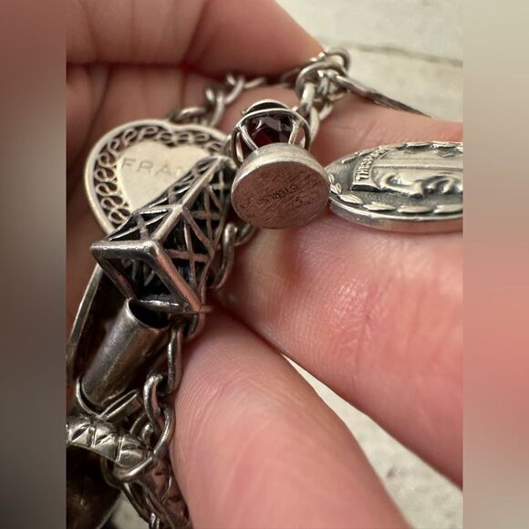 Vintage Sterling And Silver Tone Mix Charm Bracelet - Picture 8 of 16